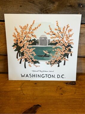 Rifle Paper Co. Washington D.C. Cherry Blossom World Traveler Art Print 11x10.25
